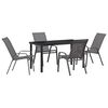 vidaXL Garden Dining Set 5 pcs Grey and Black Powder-coated Steel