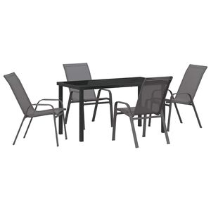 vidaXL Garden Dining Set 5 pcs Grey and Black Powder-coated Steel