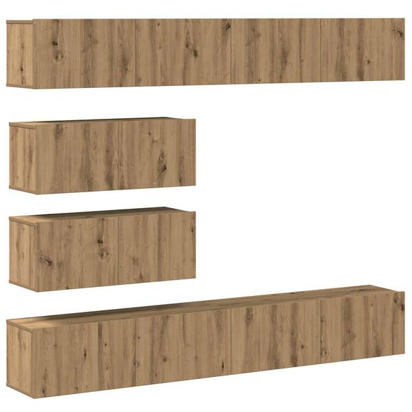 vidaXL 6 Piece TV Cabinet Set Wall-mounted Artisan Oak Engineered Wood