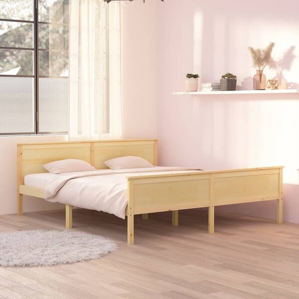 vidaXL Bed Frame without Mattress Solid Wood Pine 180x200 cm Super King