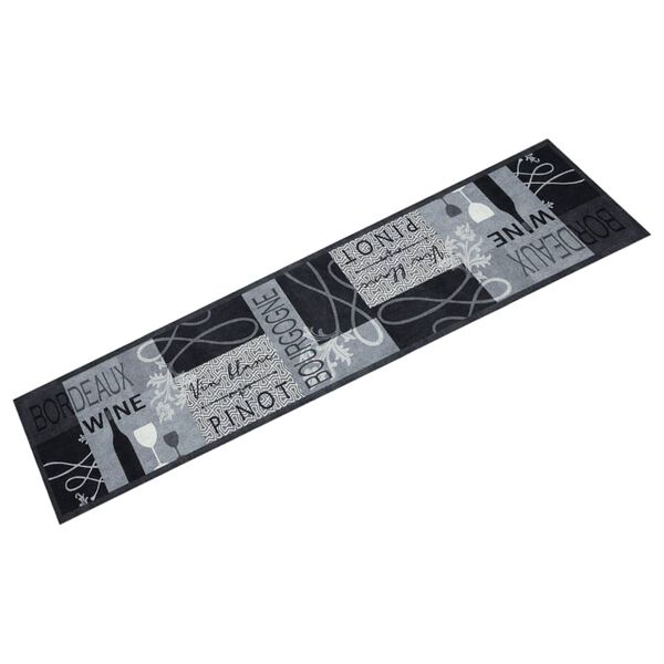 vidaXL Kitchen Rug Washable Wine Grey 60x300 cm Velvet