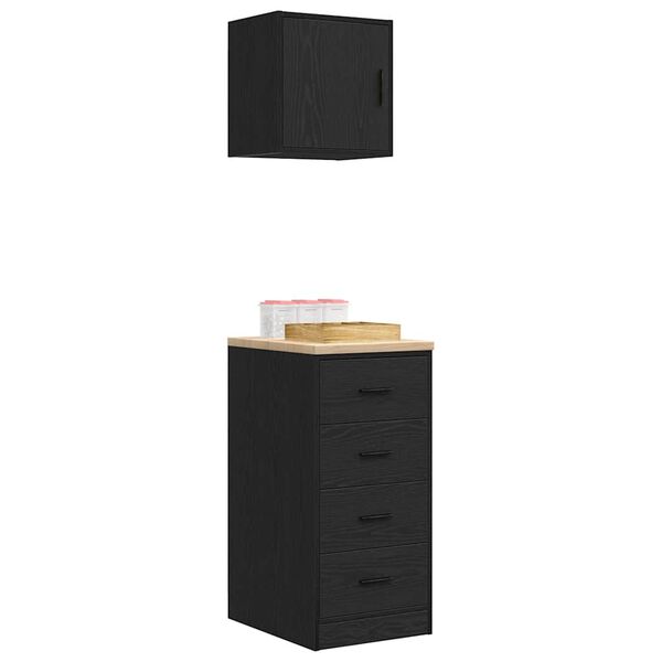 vidaXL Garage Cabinets 2 pcs Black Engineered Wood
