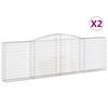 vidaXL Arched Gabion Baskets 2 pcs 400x30x120/140 cm Galvanised Iron