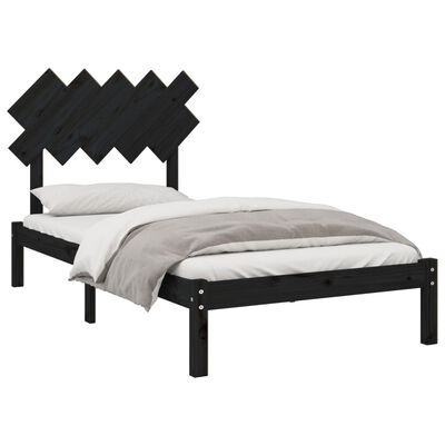 vidaXL Bed Frame Black 100x200 cm Solid Wood