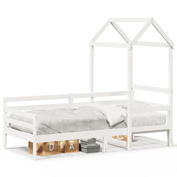 vidaXL Day Bed with Roof without Mattress White 90x200 cm Solid Wood