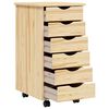 vidaXL Rolling Cabinet with Drawers MOSS Clear Varnish Solid Pine wood