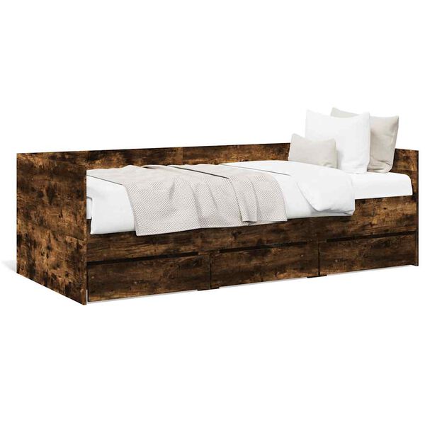 vidaXL Daybed with Drawers without Mattress Smoked Oak 90x190 cm Single