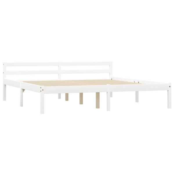 vidaXL Bed Frame without Mattress White Solid Pine Wood 180x200 cm Super King