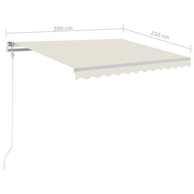 vidaXL Manual Retractable Awning with LED 3x2.5 m Cream