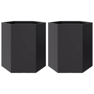 vidaXL Garden Planter 2 pcs Black Hexagon 46x40x45 cm Steel