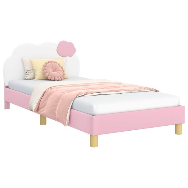 vidaXL Children's Bed Frame with Headboard Pink 90 x 190 cm PU