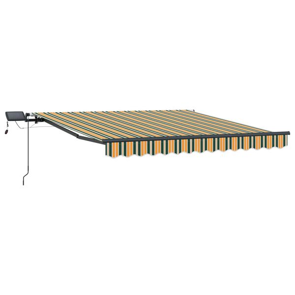 vidaXL Retractable Awning Manual Green and yellow 350 x 250 cm Fabric
