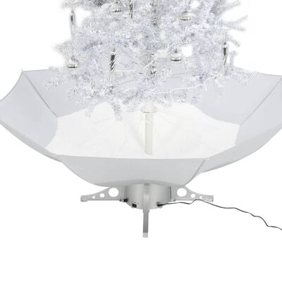 vidaXL Snowing Christmas Tree with Umbrella Base White 190 cm