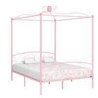 vidaXL Canopy Bed Frame Pink Metal 180x200 cm Super King