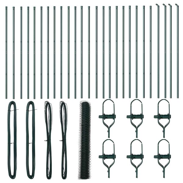 vidaXL Fence Post Green 50 x 1.4 m (36 mm mesh) Steel and PVC