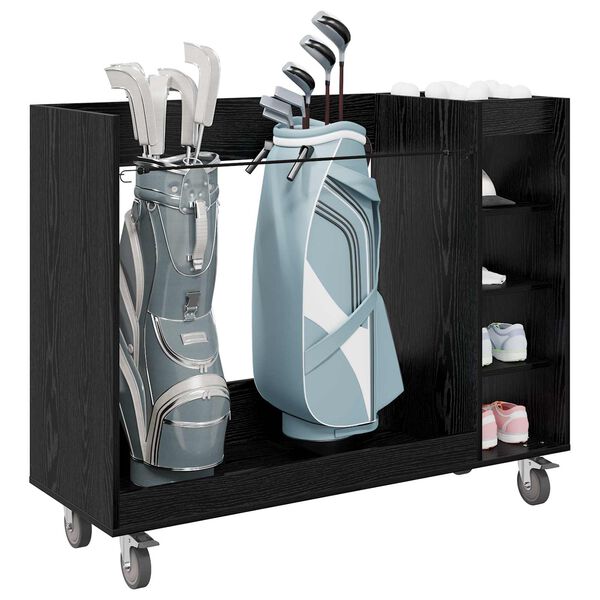 vidaXL Golf Cabinet with Wheel Plain Black Oak 120 x 45 x 98 cm