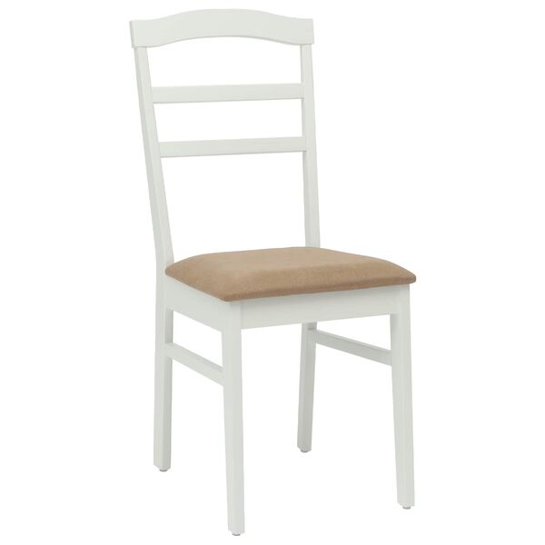 vidaXL Dining Chair 2 pcs White and Brown Solid Rubber Wood