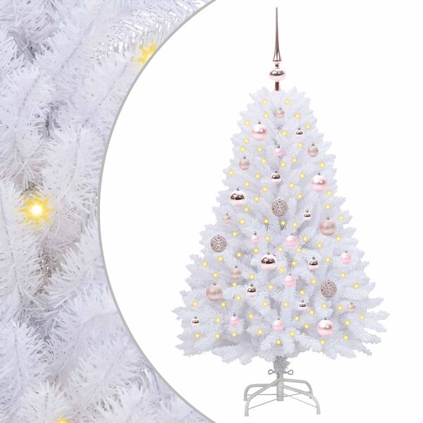 vidaXL Artificial Hinged Christmas Tree White 120 cm PVC and Steel