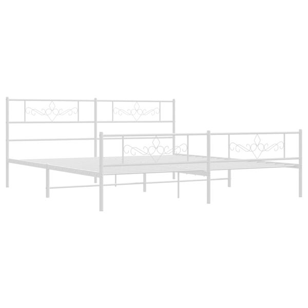 vidaXL Metal Bed Frame without Mattress with Footboard White 200x200cm