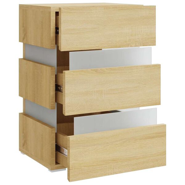 vidaXL LED Bedside Cabinet Sonoma Oak 45x35x67 cm Engineered Wood