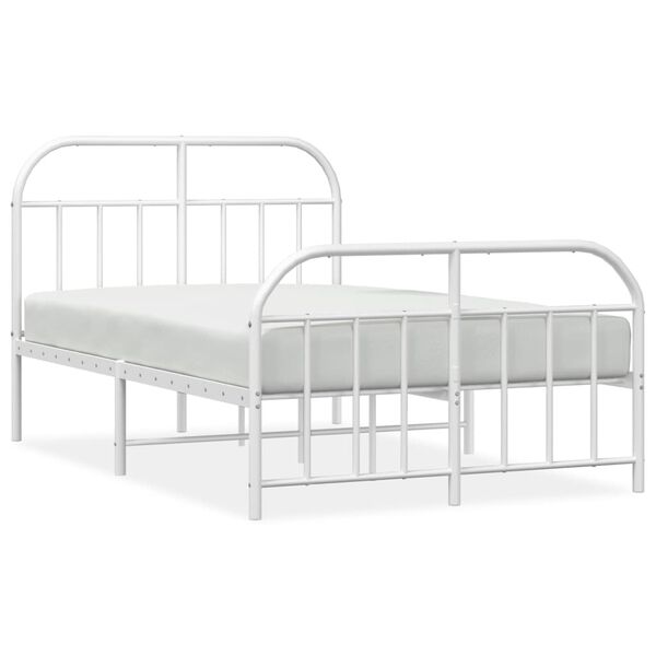 vidaXL Metal Bed Frame without Mattress with Footboard White 120x190cm