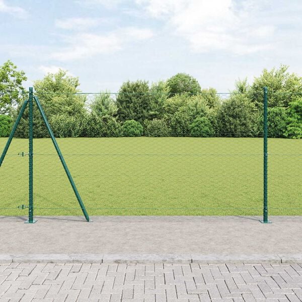 vidaXL Fence Post Green 10 x 1.2 m (36 mm mesh) Steel and PVC