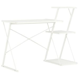 vidaXL Desk with Shelf White 116x50x93 cm