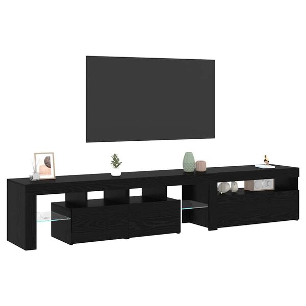 vidaXL TV Cabinet 2 pcs Black Oak 215 x 37 x 40 cm Engineered Wood