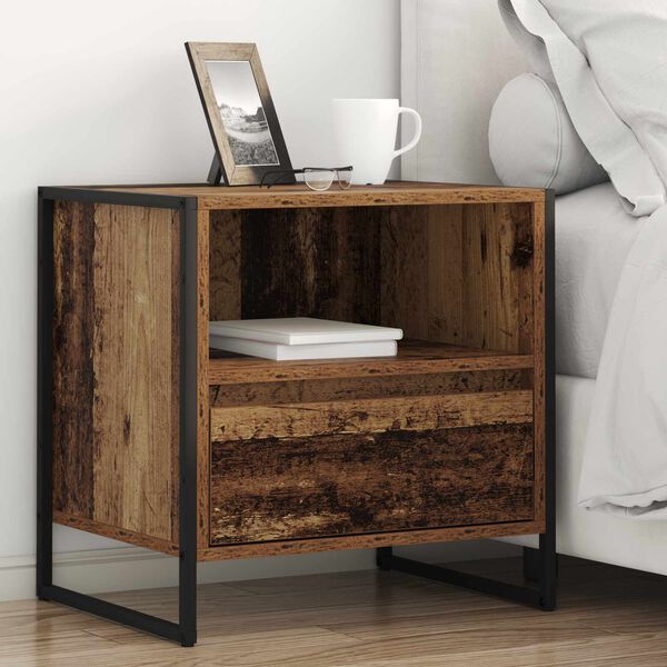 vidaXL Bedside Table Old Wood 50 x 39.5 x 50 cm Engineered Wood