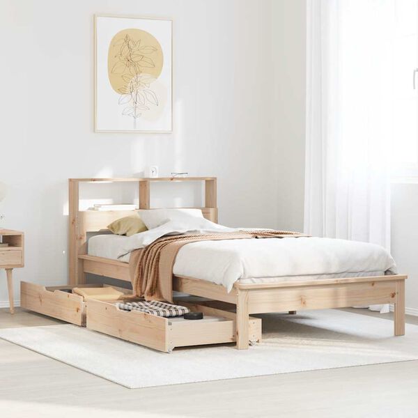 vidaXL Bookcase Bed without Mattress 90x190 cm Single Solid Wood Pine