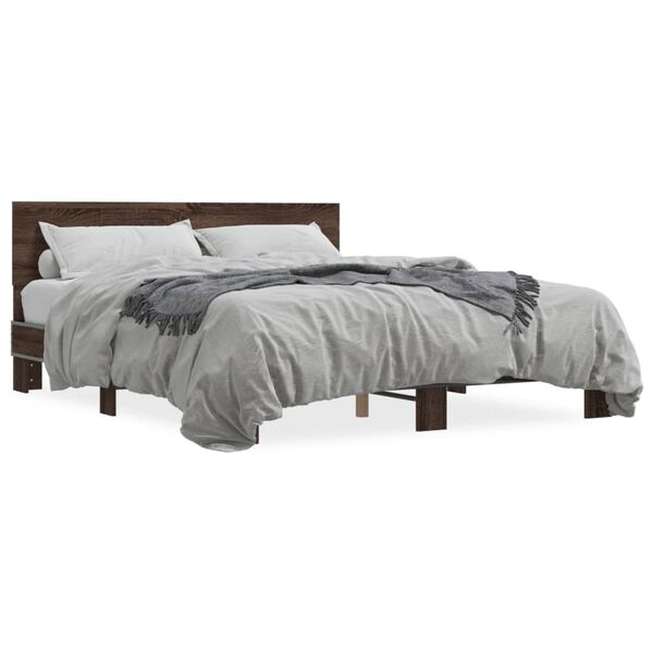 vidaXL Bed Frame without Mattress Brown Oak 150x200 cm King Size