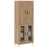 vidaXL Highboard 2 pcs Artisan Oak Engineered Wood and Glass