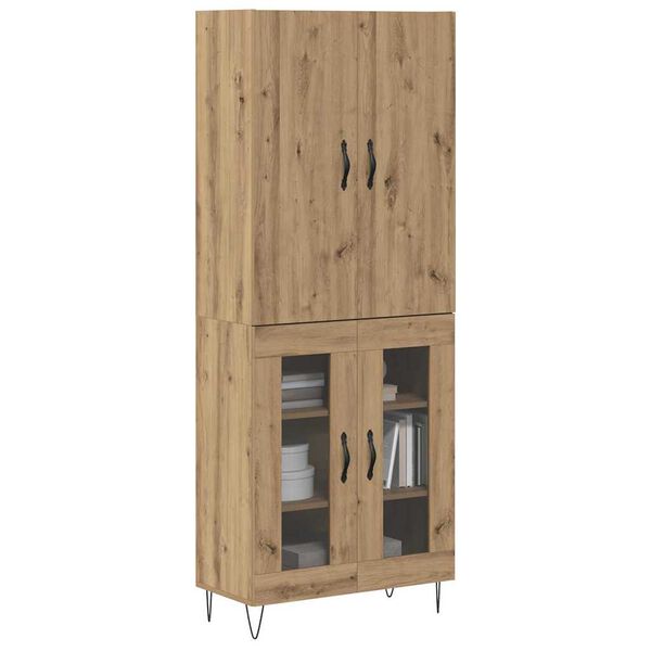 vidaXL Highboard 2 pcs Artisan Oak Engineered Wood and Glass