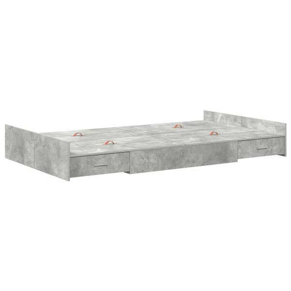 vidaXL Storage Bed Frame Concrete Grey 120 x 190 cm Engineered Wood