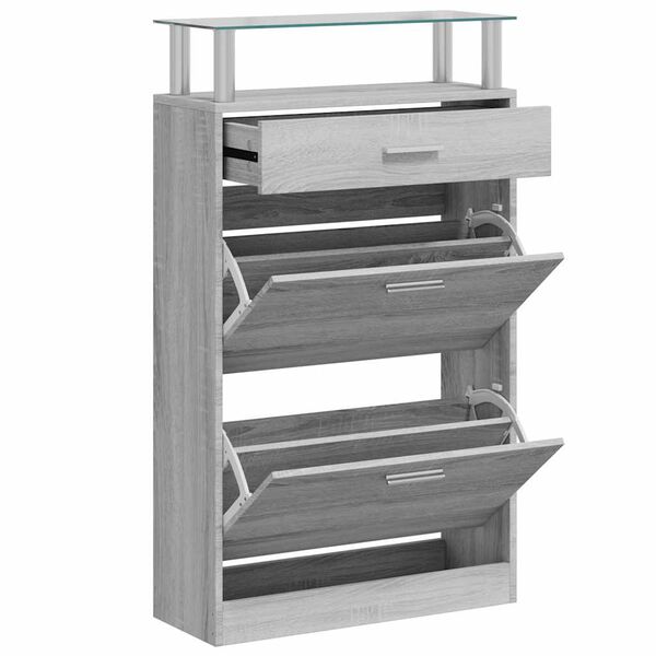 vidaXL Shoe Cabinet Grey Sonoma 63x24x104 cm Engineered Wood