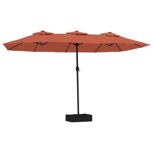 vidaXL Double-Head Garden Parasol with LEDs Terracotta 449x265 cm