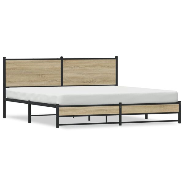 vidaXL Metal Bed Frame without Mattress Sonoma Oak 160x200 cm