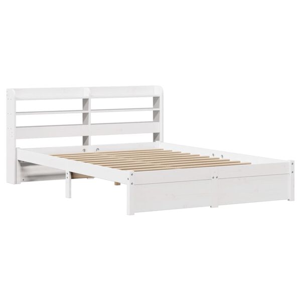 vidaXL Bed Frame with Headboard without Mattress White 120x190 cm Small Double