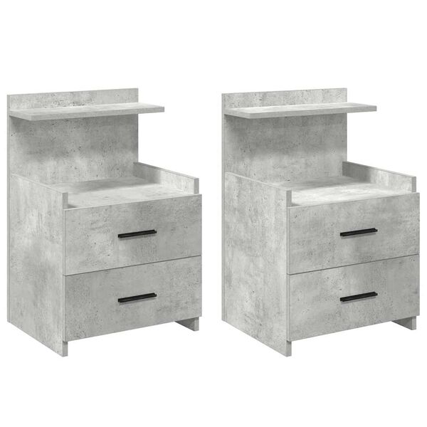 vidaXL Bedside Cabinets 2 pcs with 2 Drawers Concrete Grey 40x36.5x62 cm