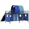 vidaXL Kids'Loft Bed Frame with Curtains, Arch, Slide Black and Blue