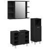 vidaXL Bathroom Furniture Set with Shelf 3 pcs Black 30 x 30 x 99.5 cm