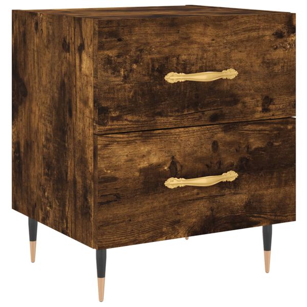 vidaXL Bedside Cabinet Smoked Oak 40x35x47.5 cm Engineered Wood
