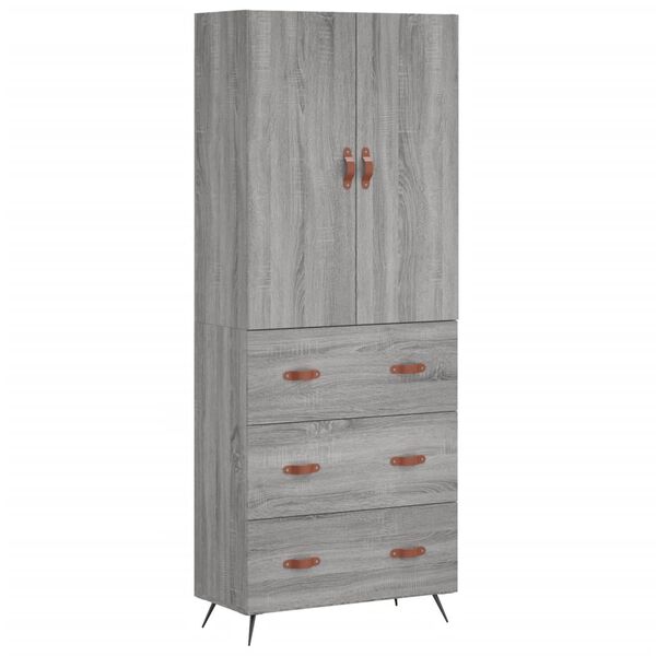 vidaXL Highboard Grey Sonoma 69.5x34x180 cm Engineered Wood