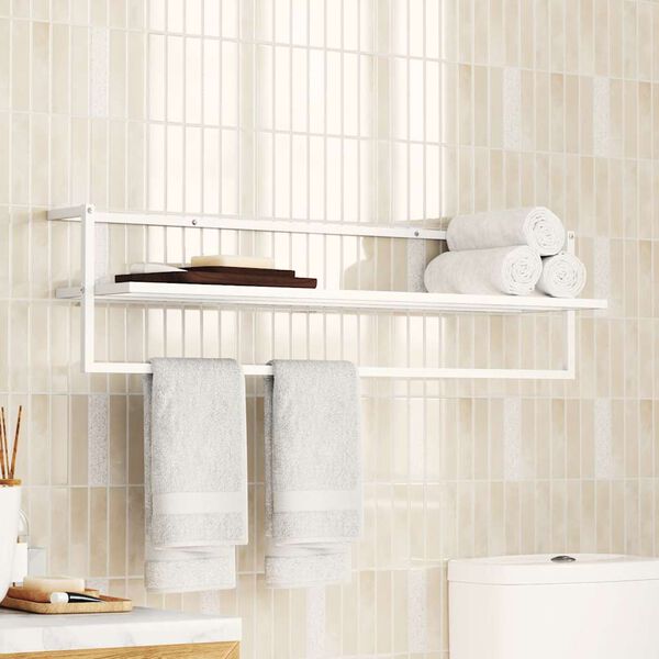 vidaXL Towel Rack White 95x25x22 cm Iron