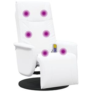 vidaXL Massage Recliner Chair with Footrest White Faux Leather
