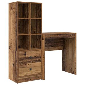 vidaXL Desk with Drawer 2 pcs Old Wood