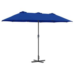 vidaXL Garden Parasol Azurblau 370 x 197 x 239 cm