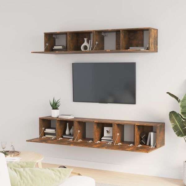 vidaXL 5 Piece TV Cabinet Set Smoked Oak Engineered Wood
