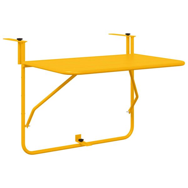 vidaXL Hanging Balcony Table Yellow 60 x 39 x 65 cm Steel