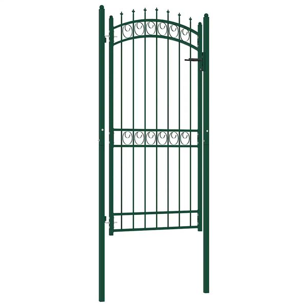 vidaXL Fence Gate with Spikes Steel 100x200 cm Green